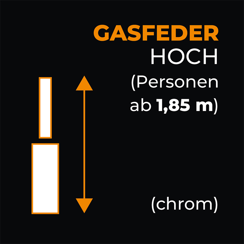 Gasfeder Chrom Hoch - Gasfeder für den Bürostuhl
