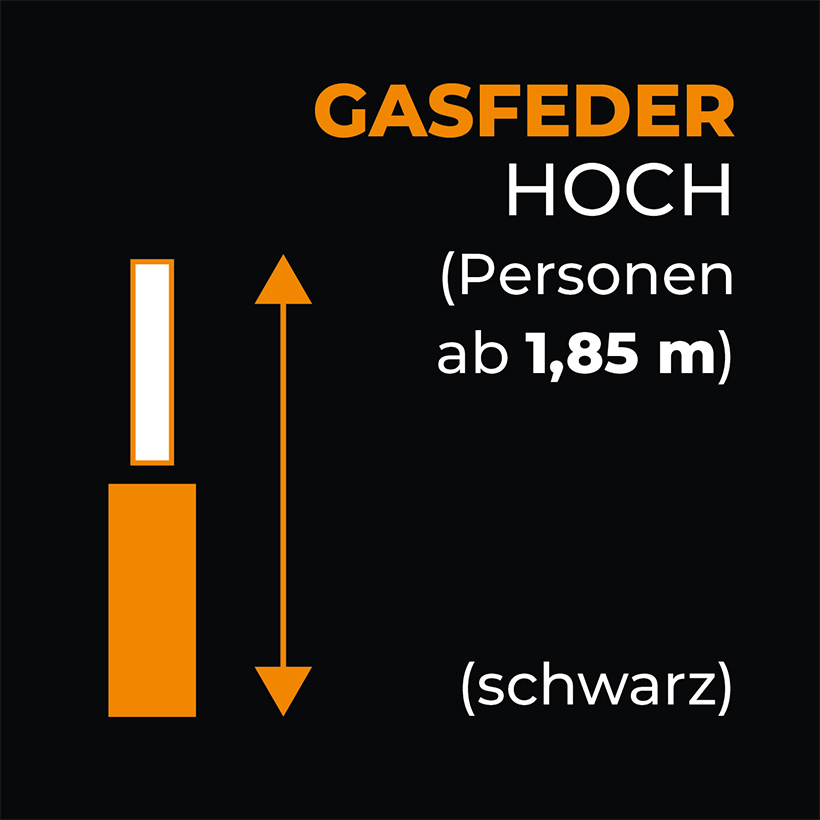 Gasfeder Schwarz Hoch - Bürostuhl Gasfeder