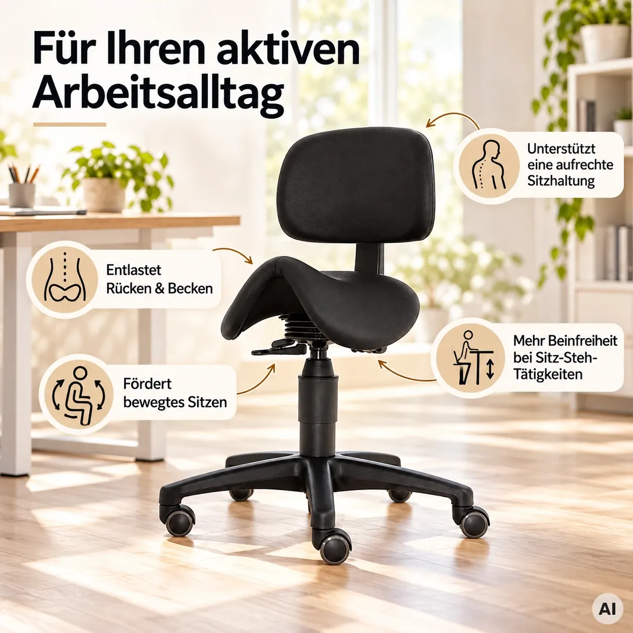 Sattelhocker - Ergonomisch & entlastender Hocker